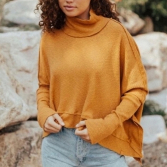 FREE People Juicy Long Sleeve Top Sweater Tunic Ribbed Cotton Canyon Moon S EUC! - Picture 3 of 7